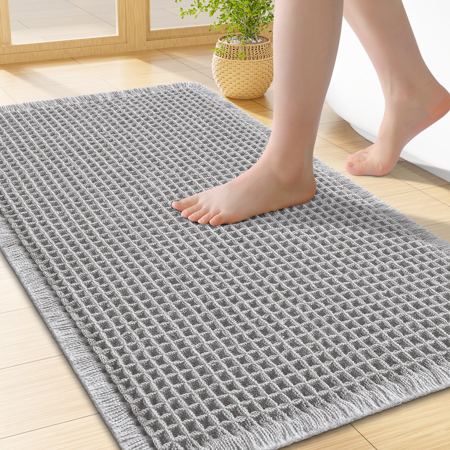 Smiry Waffle Bathroom Rugs