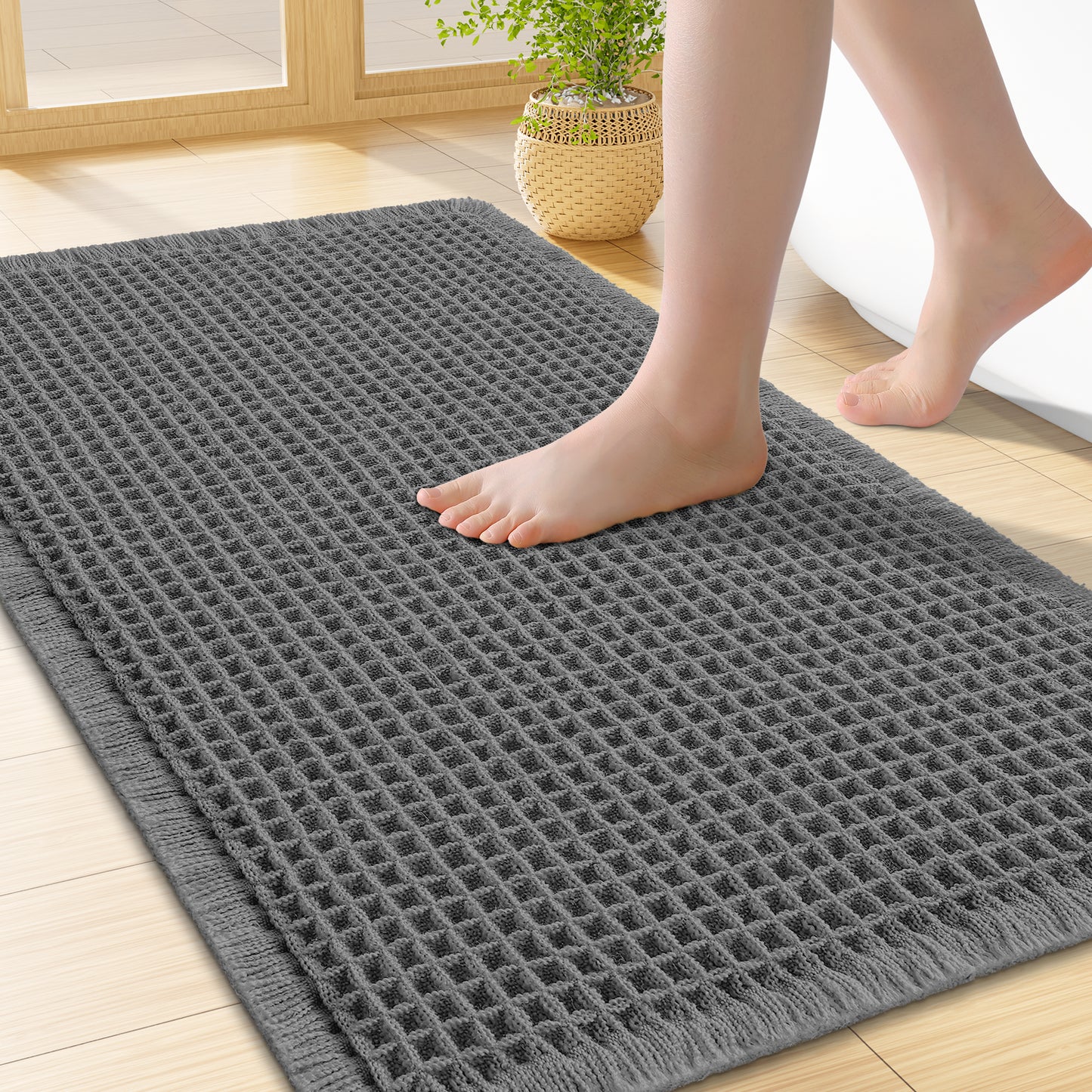 Smiry Waffle Bathroom Rugs