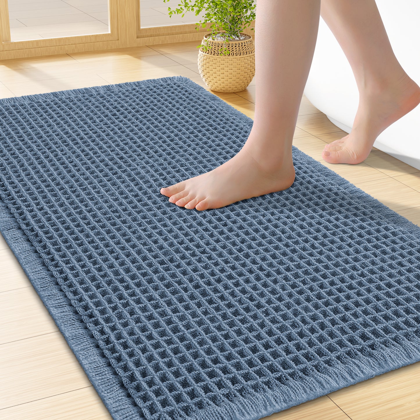 Smiry Waffle Bathroom Rugs