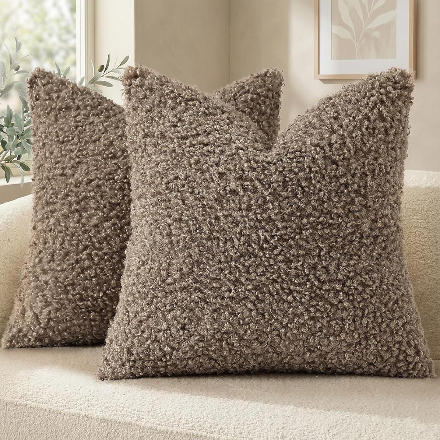decorUhome 2 Pack Faux Fur Decorative Sherpa Throw Pillow Covers