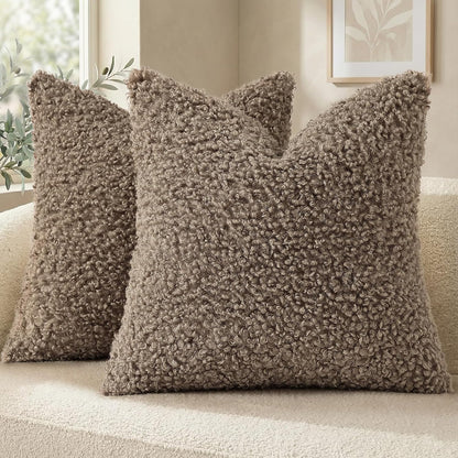 decorUhome 2 Pack Faux Fur Decorative Sherpa Throw Pillow Covers
