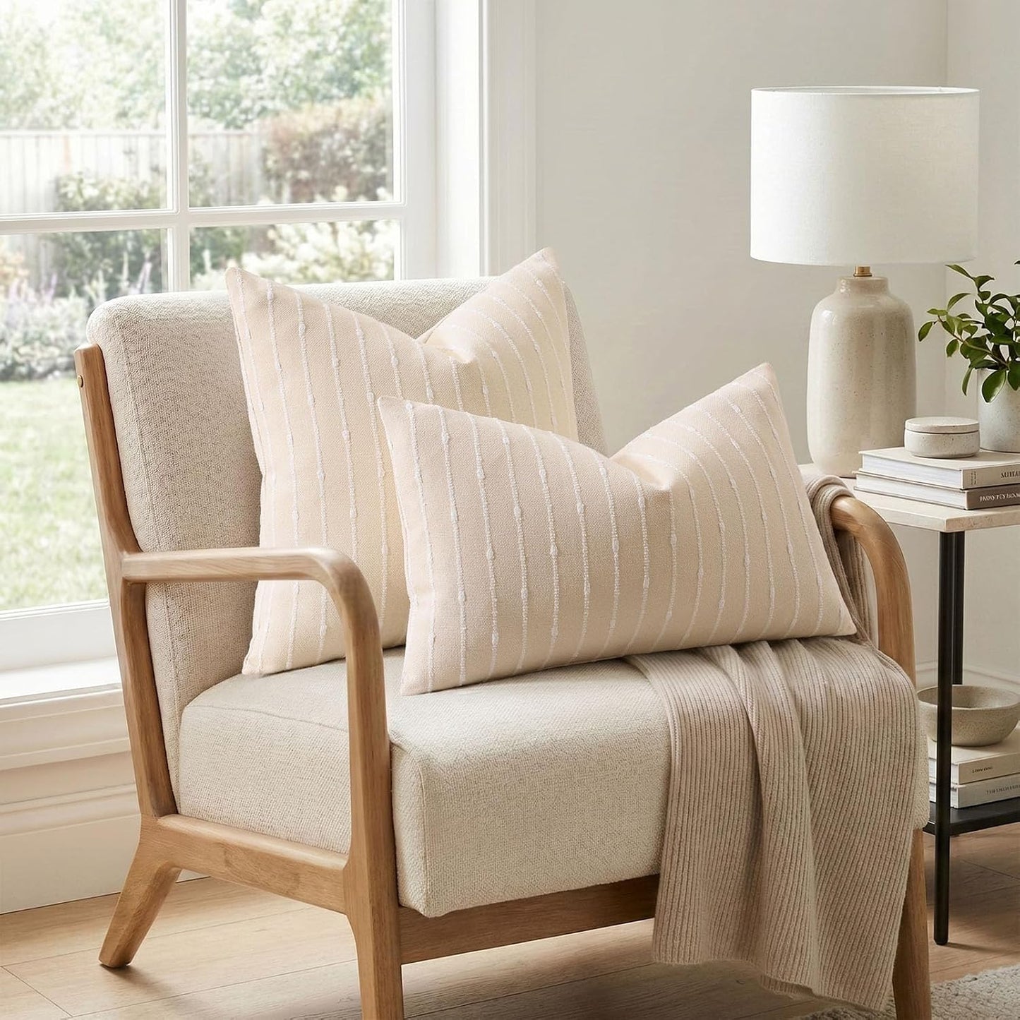 decorUhome Pack of 2 Decorative Jacquard Boucle Throw Pillow Covers