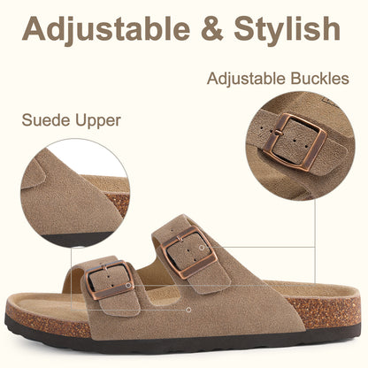KIDMI Women's Cork Footbed Casual Summer Sandals with Mild Arch Support