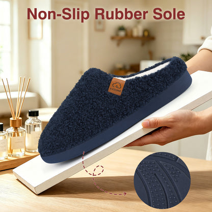 Evshine Memory Foam Fuzzy Slippers for Women Curly Fleece House Shoes Cozy Warm Indoor Slip on