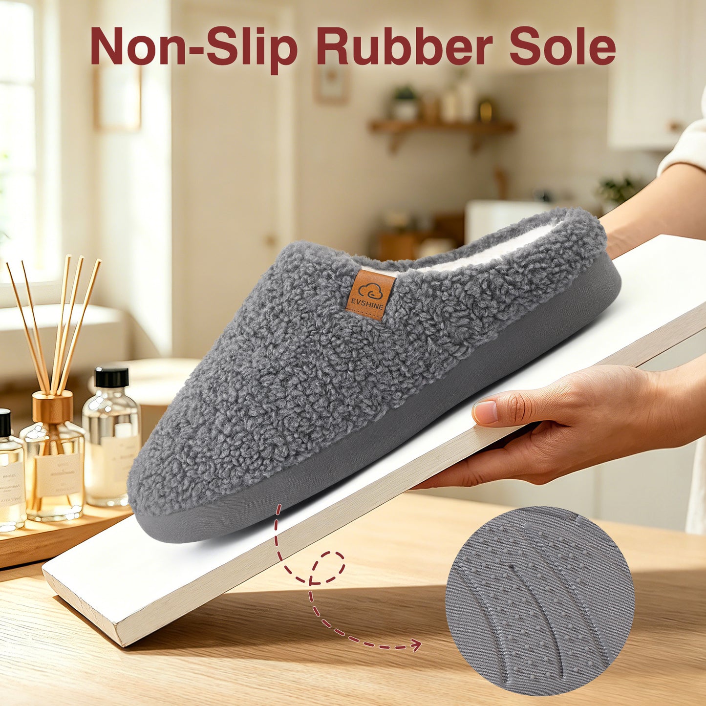 Litfun Memory Foam Fuzzy Slippers for Women Curly Fleece House Shoes Cozy Warm Indoor Slippers