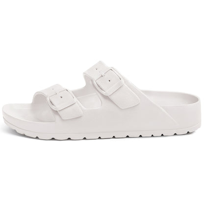 shevalues Women's Comfort Sandals with Medium Arch Support Double Buckle Adjustable EVA Slides for Summer Beach