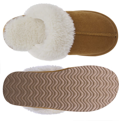 Smile Popcorn Women's Fuzzy Slippers Memory Foam House Slippers for Women Warm Winter House Shoes