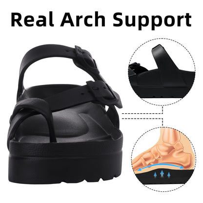 Goosecret Women's Platform Sandals with Arch Support Comfortable Foam Slides Summer Beach Sandals with Adjustable Buckle