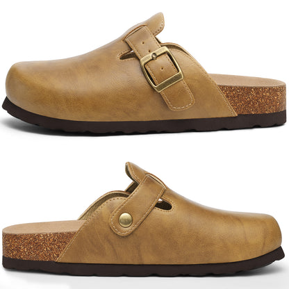 Comwarm Vegan Leather Clogs for Womens Mens, Cork Footbed Potato Slip on shoes for Women with Arch Support