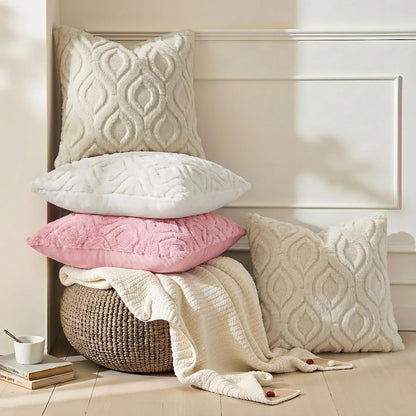 Smile Bee  Soft Plush Faux Wool Decorative Pillow Covers Set of 2