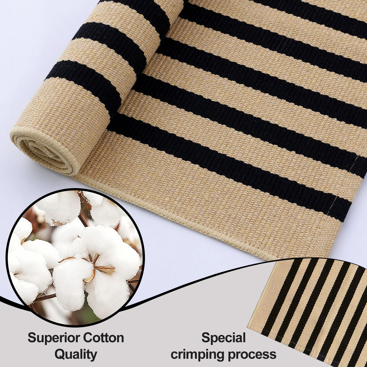Buganda Beige and Black Striped Area Rug