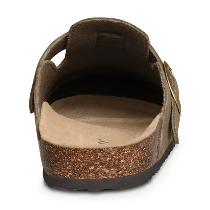 KIDMI Genuine Suede Clogs for Women Men Cork Footbed Sandals Leather Mules Potato Shoes with Arch Support