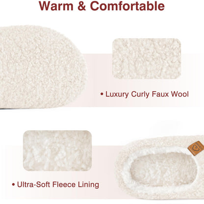 Evshine Memory Foam Fuzzy Slippers for Women Curly Fleece House Shoes Cozy Warm Indoor Slip on