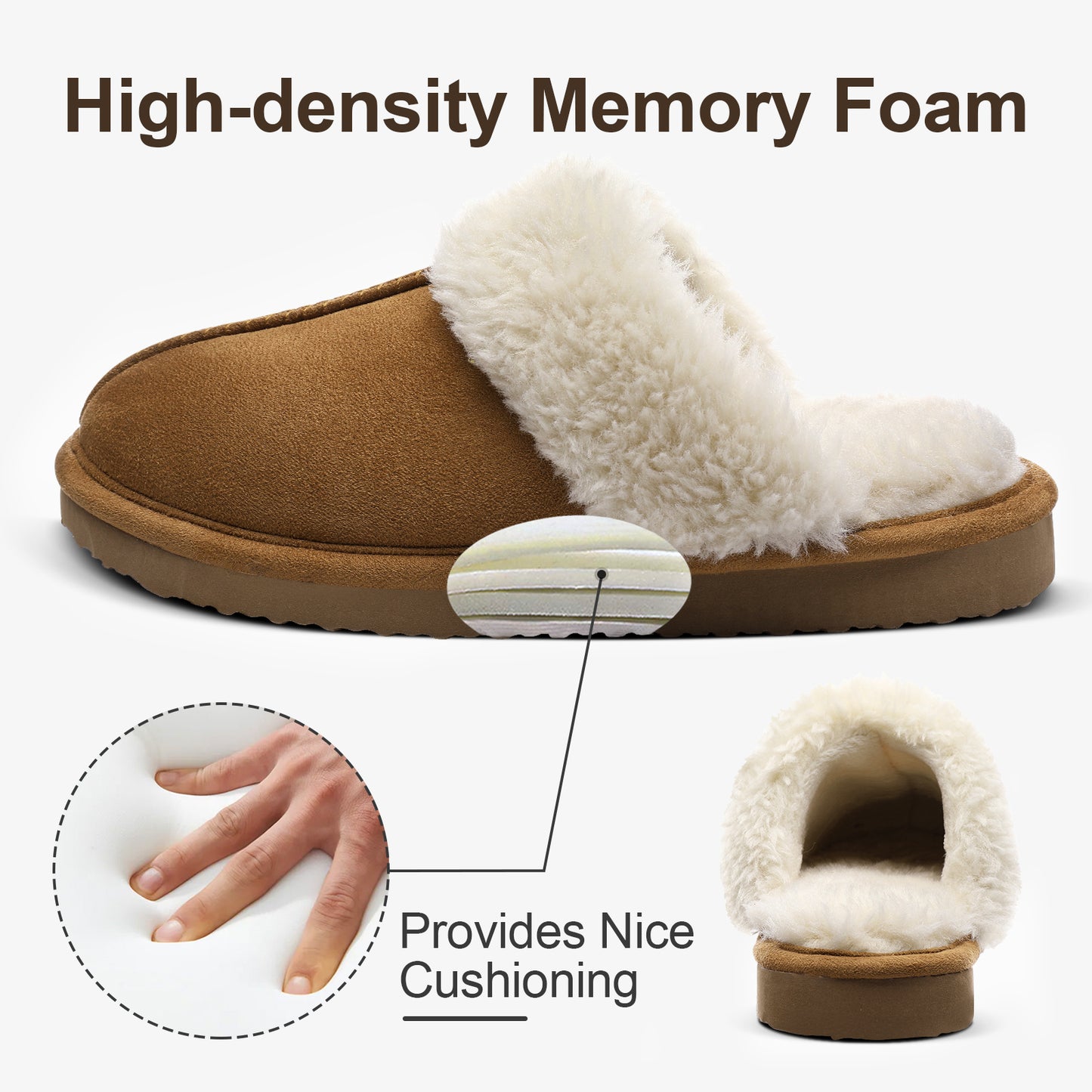 Smile Popcorn Women's Fuzzy Slippers Memory Foam House Slippers for Women Warm Winter House Shoes