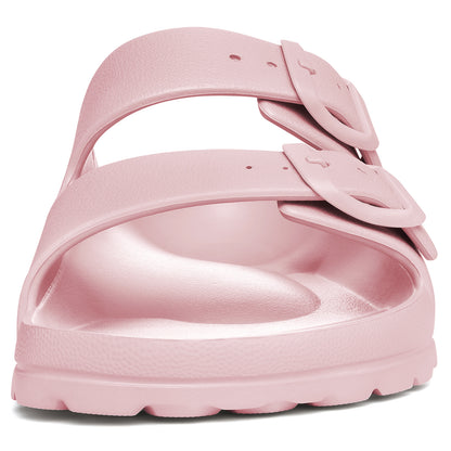 shevalues Women's Comfort Sandals with Medium Arch Support Double Buckle Adjustable EVA Slides for Summer Beach