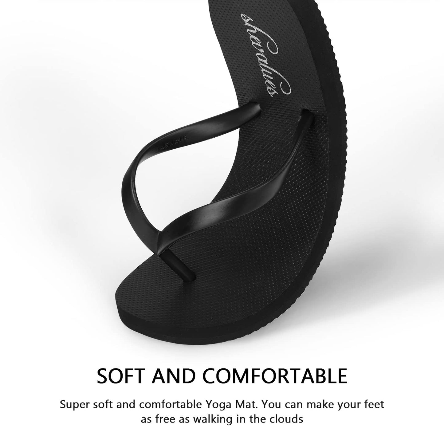 Comwarm Women's Flip Flops Summer Beach Sandals, Soft Foam Thong Women's Sandals, Black