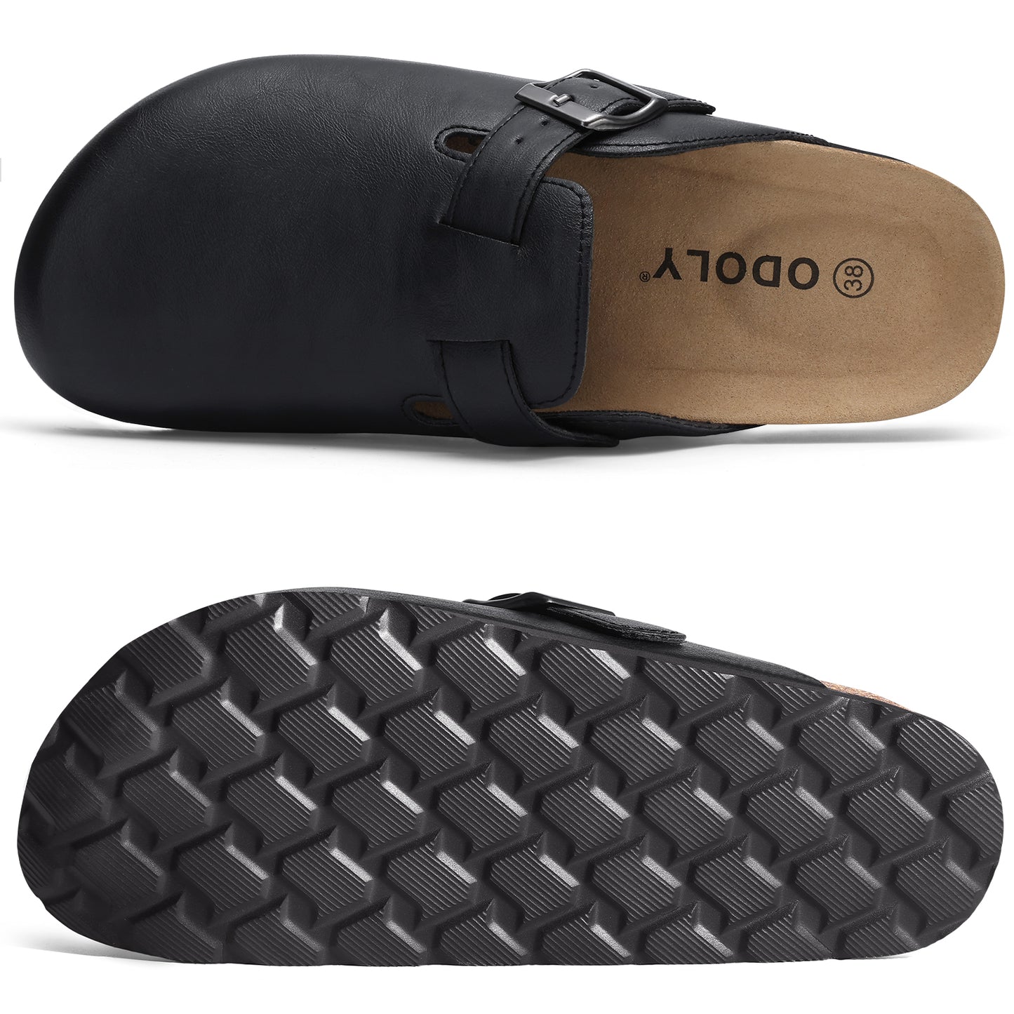 Comwarm Vegan Leather Clogs for Womens Mens, Cork Footbed Potato Slip On Shoes for Women with Arch Support
