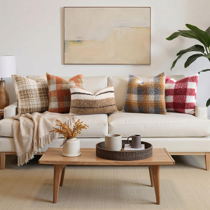 decorUhome 16x16 Inch Pack of 2 Boho Plaid Textured Pillow Covers