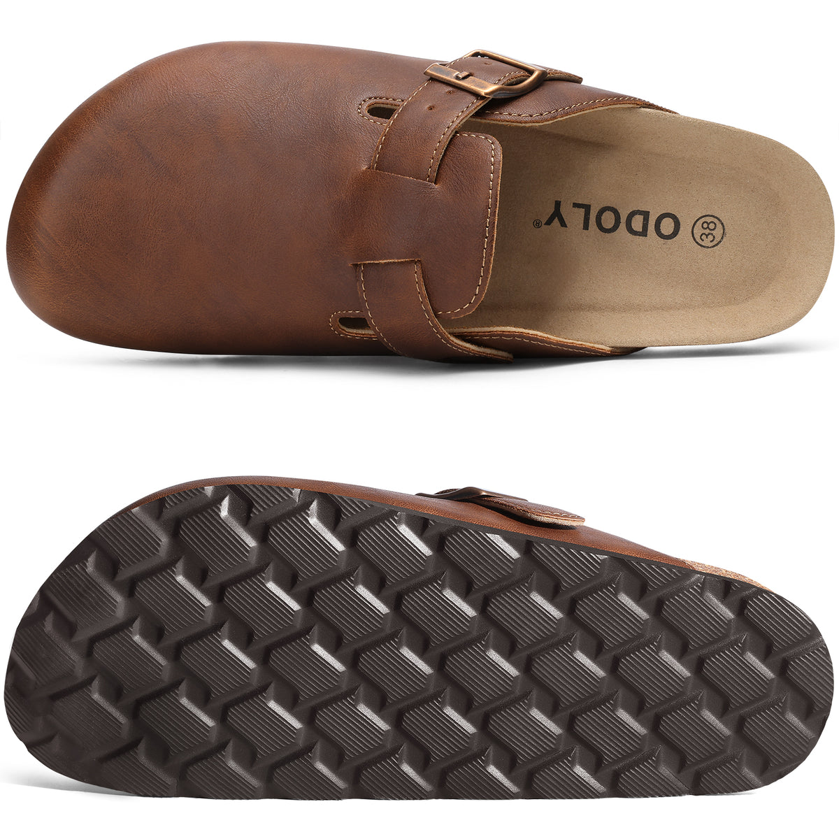 Comwarm Vegan Leather Clogs for Womens Mens, Cork Footbed Potato Slip On Shoes for Women with Arch Support