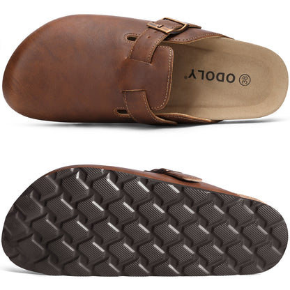 Comwarm Vegan Leather Clogs for Womens Mens, Cork Footbed Potato Slip On Shoes for Women with Arch Support