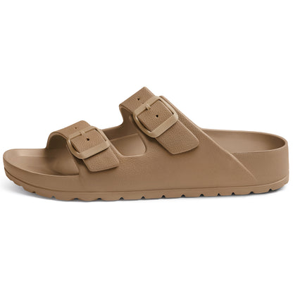 shevalues Women's Comfort Sandals with Medium Arch Support Double Buckle Adjustable EVA Slides for Summer Beach