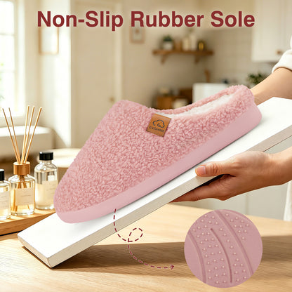 Evshine Memory Foam Fuzzy Slippers for Women Curly Fleece House Shoes Cozy Warm Indoor Slip on