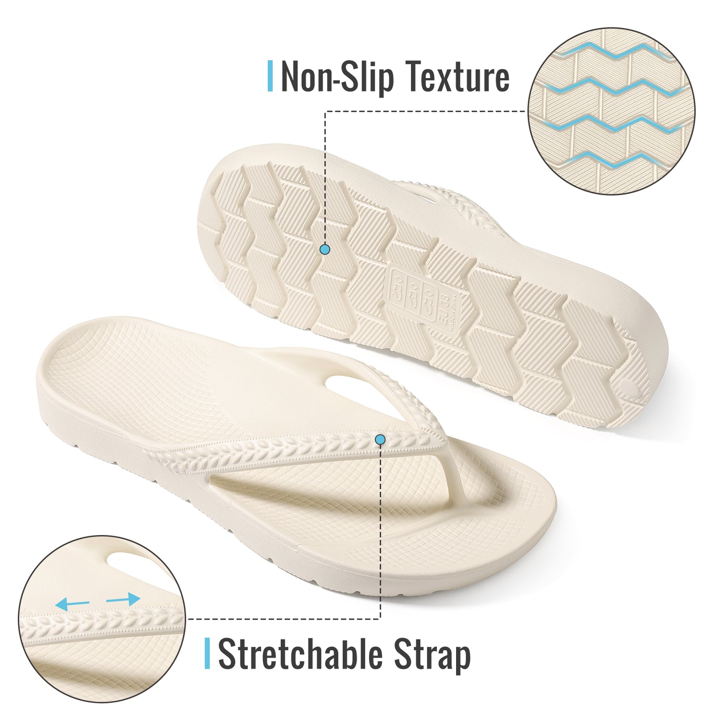 KIDMI Arch Support Flip Flops for Womens Comfortable Orthopedic Sandals for Plantar Fasciitis Beach Thong Slides