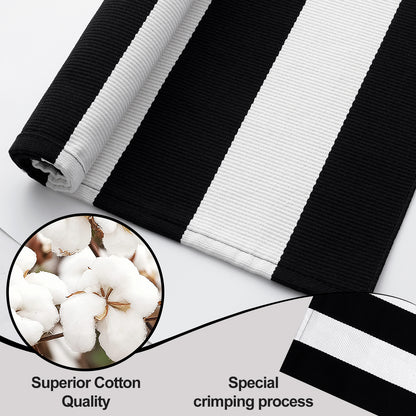 Buganda Black and White Striped Area Rug