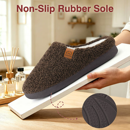 Evshine Memory Foam Fuzzy Slippers for Women Curly Fleece House Shoes Cozy Warm Indoor Slip on