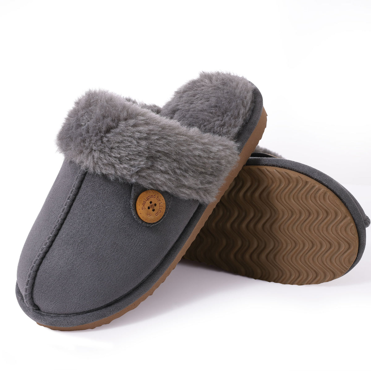 Smile Popcorn Women's Fuzzy Slippers Memory Foam House Slippers for Women Warm Winter House Shoes