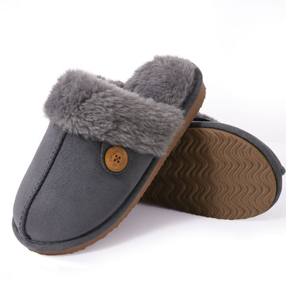 Smile Popcorn Women's Fuzzy Slippers Memory Foam House Slippers for Women Warm Winter House Shoes