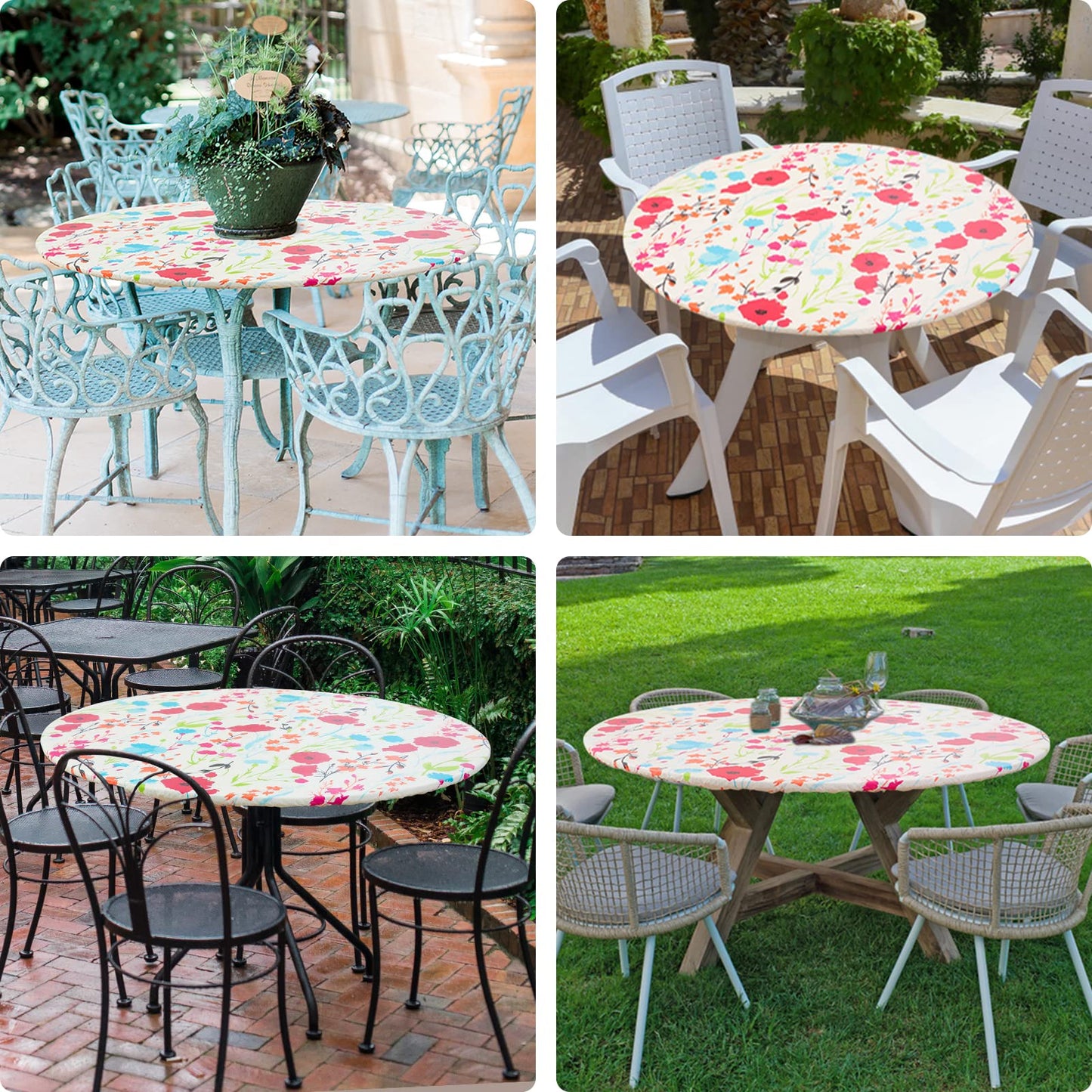 decorUhome Round Waterproof Fitted Tablecloth
