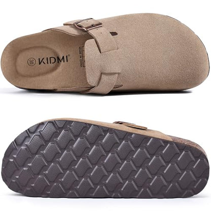 Smile Popcorn Suede Clogs for Women Men, Cork Footbed Sandals Leather Mules Arch Support Potato Shoes