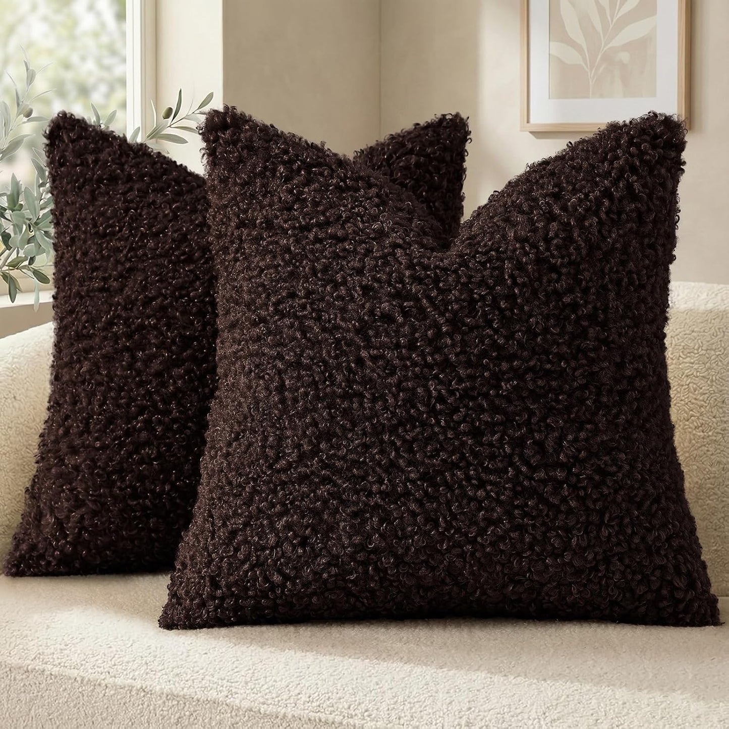 decorUhome 2 Pack Faux Fur Decorative Sherpa Throw Pillow Covers