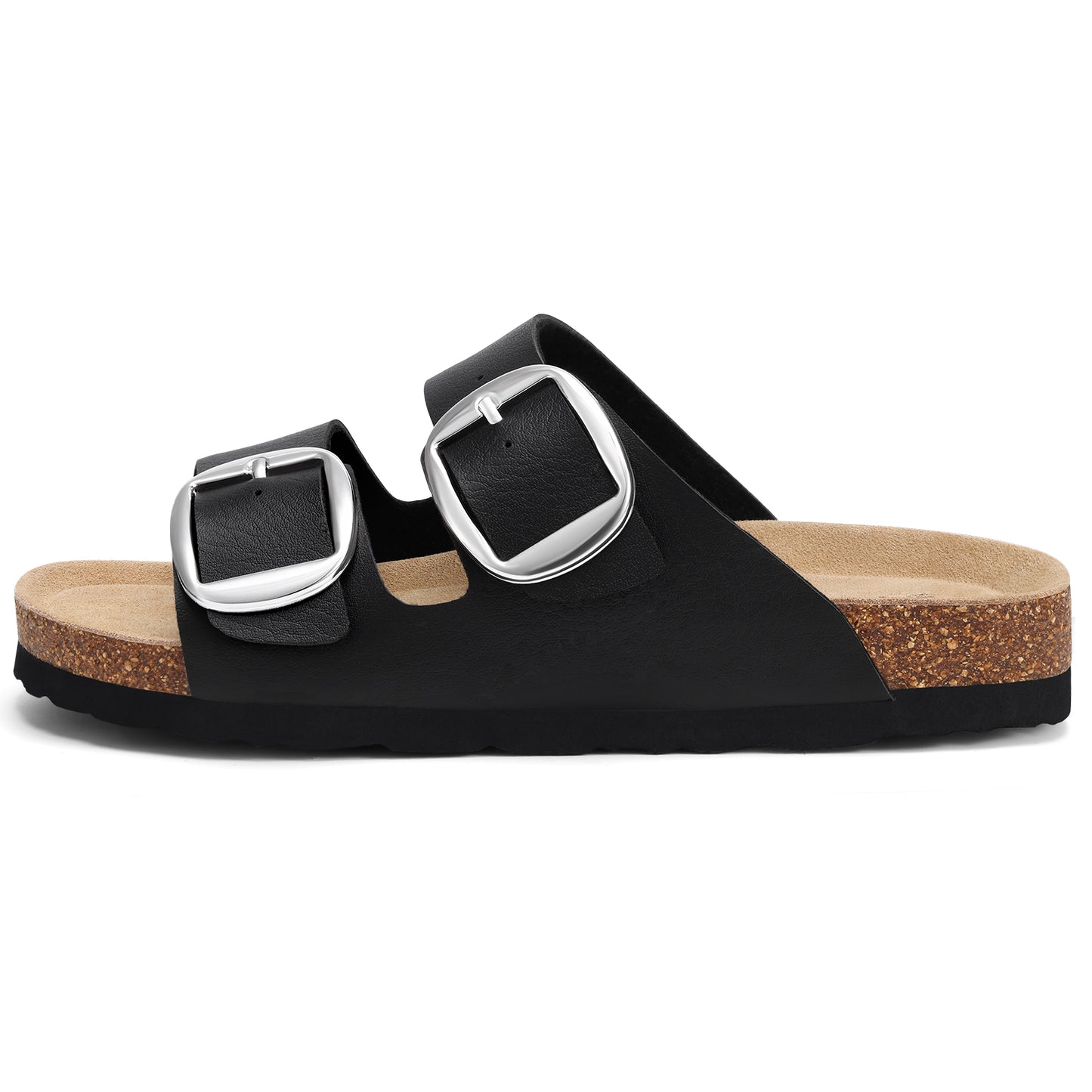 Comwarm Women's Cork Footbed Slide Sandals, Comfortable Arch Support Summer Slip On Sandals with Adjustable Buckle