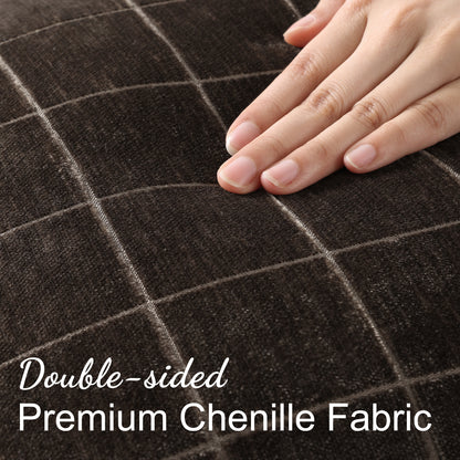decorUhome Chenille Plaid Throw Pillow Covers 18x18 Set of 2
