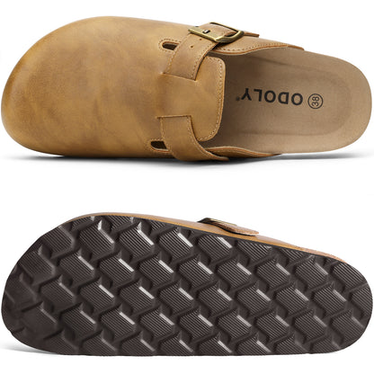 Comwarm Vegan Leather Clogs for Womens Mens, Cork Footbed Potato Slip on shoes for Women with Arch Support