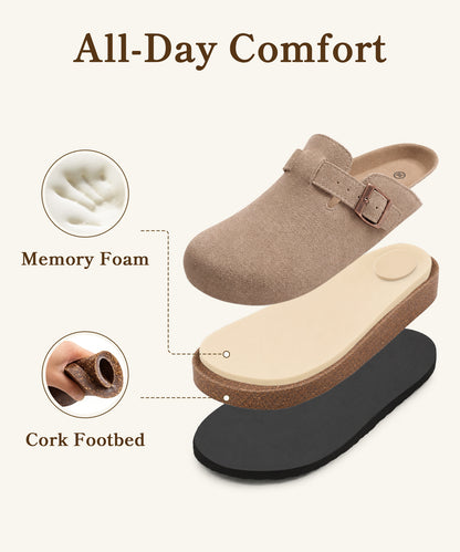 ODOLY Genuine Suede Clogs for Women Men Comfort Cork Footbed Potato Shoes