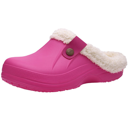 Crestar Classic Waterproof Fur Lined Clogs Shoes, Cozy Winter Fuzzy Slippers for Women Men Indoor Outdoor