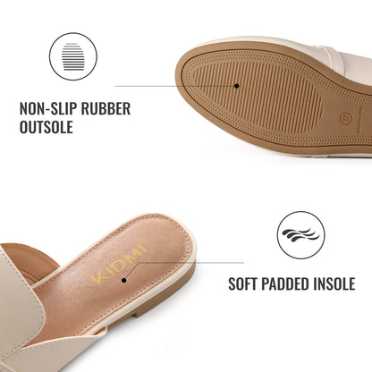 KIDMI Women's Buckle Mules Comfortable Dressy Flats Business Casual Loafers Slip On, Backless
