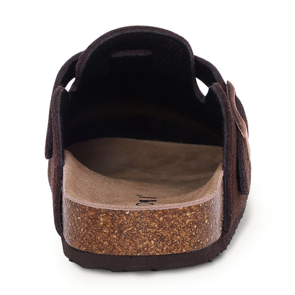 KIDMI Genuine Suede Clogs for Women Men Cork Footbed Sandals Leather Mules Potato Shoes with Arch Support