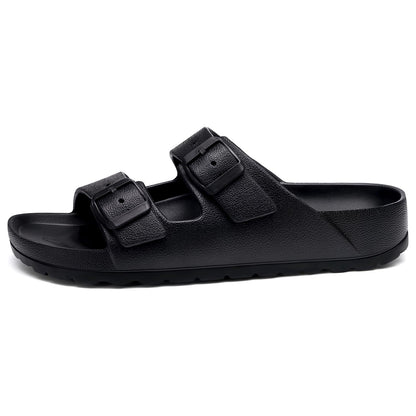 shevalues Women's Comfort Sandals with Medium Arch Support Double Buckle Adjustable EVA Slides for Summer Beach
