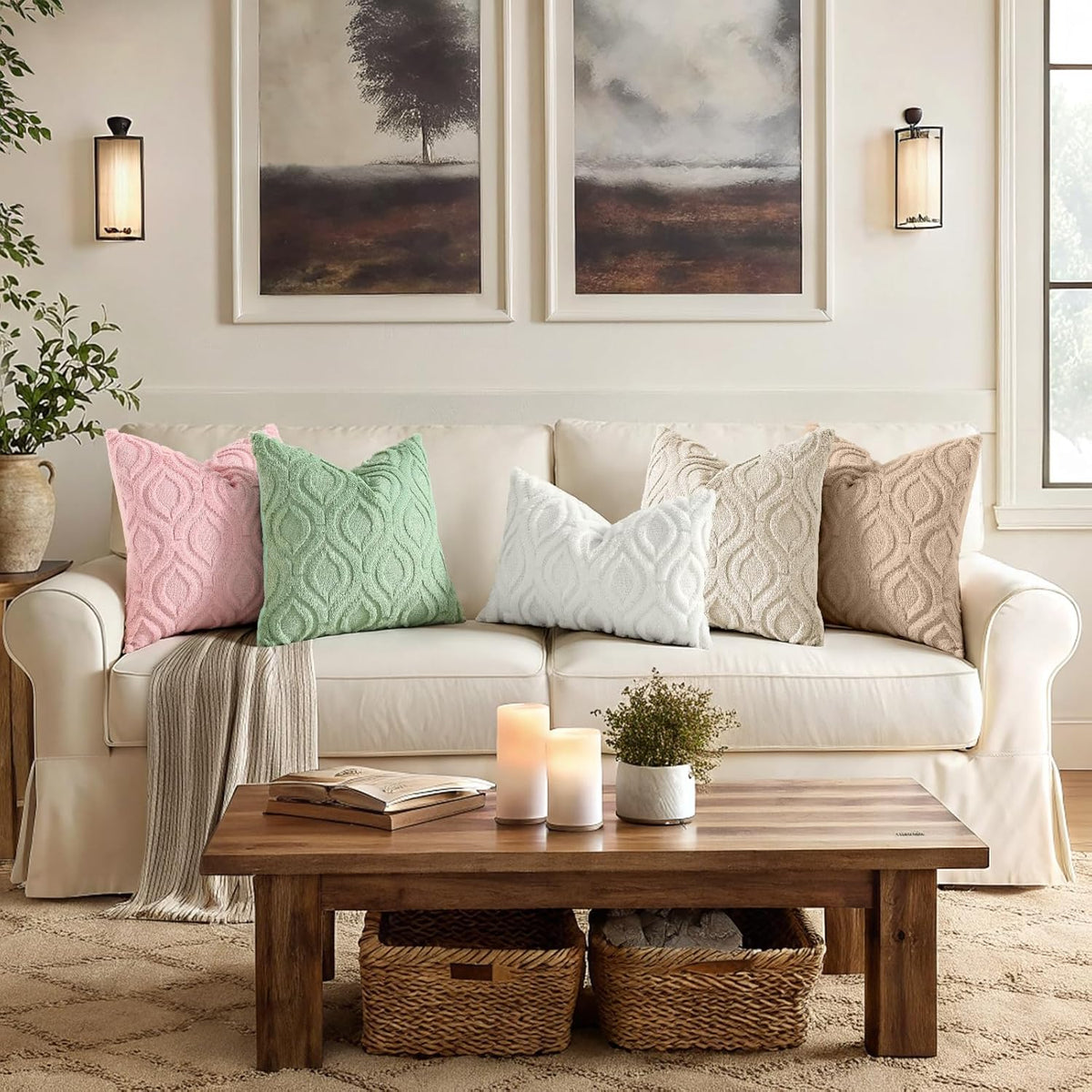 Smile Bee  Soft Plush Faux Wool Decorative Pillow Covers Set of 2