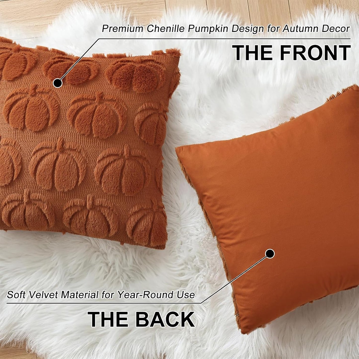 decorUhome Pumpkin Throw Pillow Covers 18x18 Pack of 2
