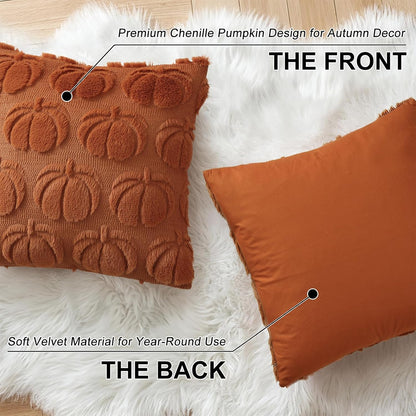 decorUhome Pumpkin Throw Pillow Covers 18x18 Pack of 2
