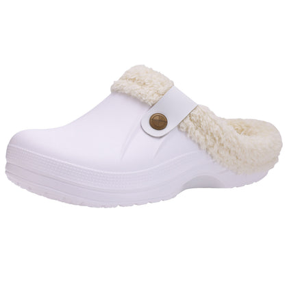 Crestar Classic Waterproof Fur Lined Clogs Shoes, Cozy Winter Fuzzy Slippers for Women Men Indoor Outdoor