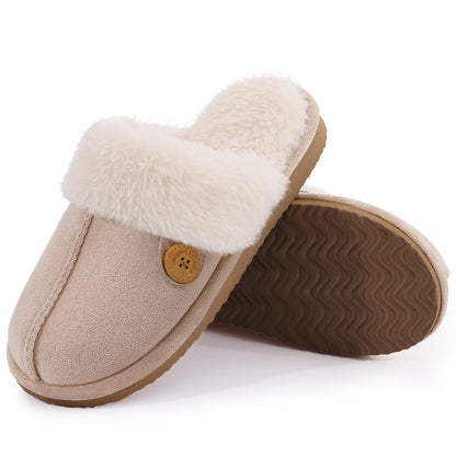 Smile Popcorn Women's Fuzzy Slippers Memory Foam House Slippers for Women Warm Winter House Shoes