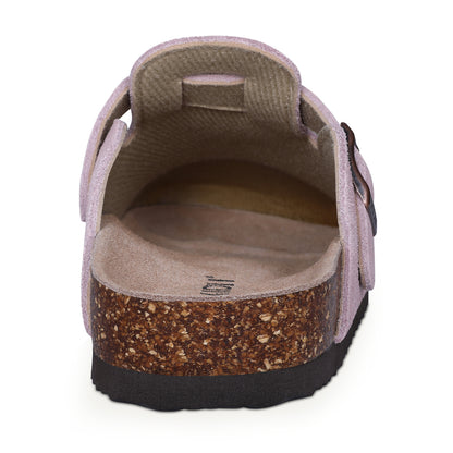 KIDMI Genuine Suede Clogs for Women Men Cork Footbed Sandals Leather Mules Potato Shoes with Arch Support