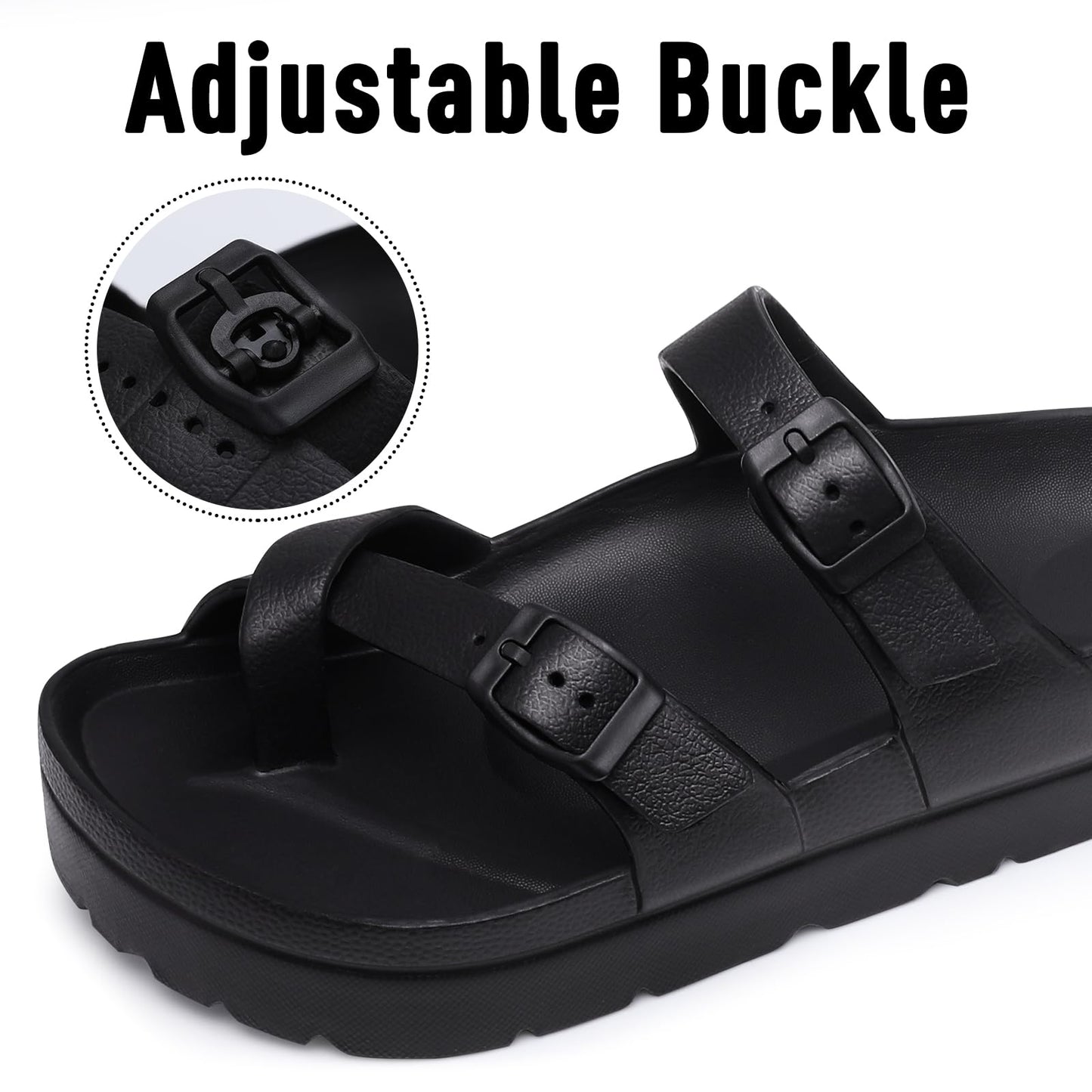 Goosecret Women's Platform Sandals with Arch Support Comfortable Foam Slides Summer Beach Sandals with Adjustable Buckle