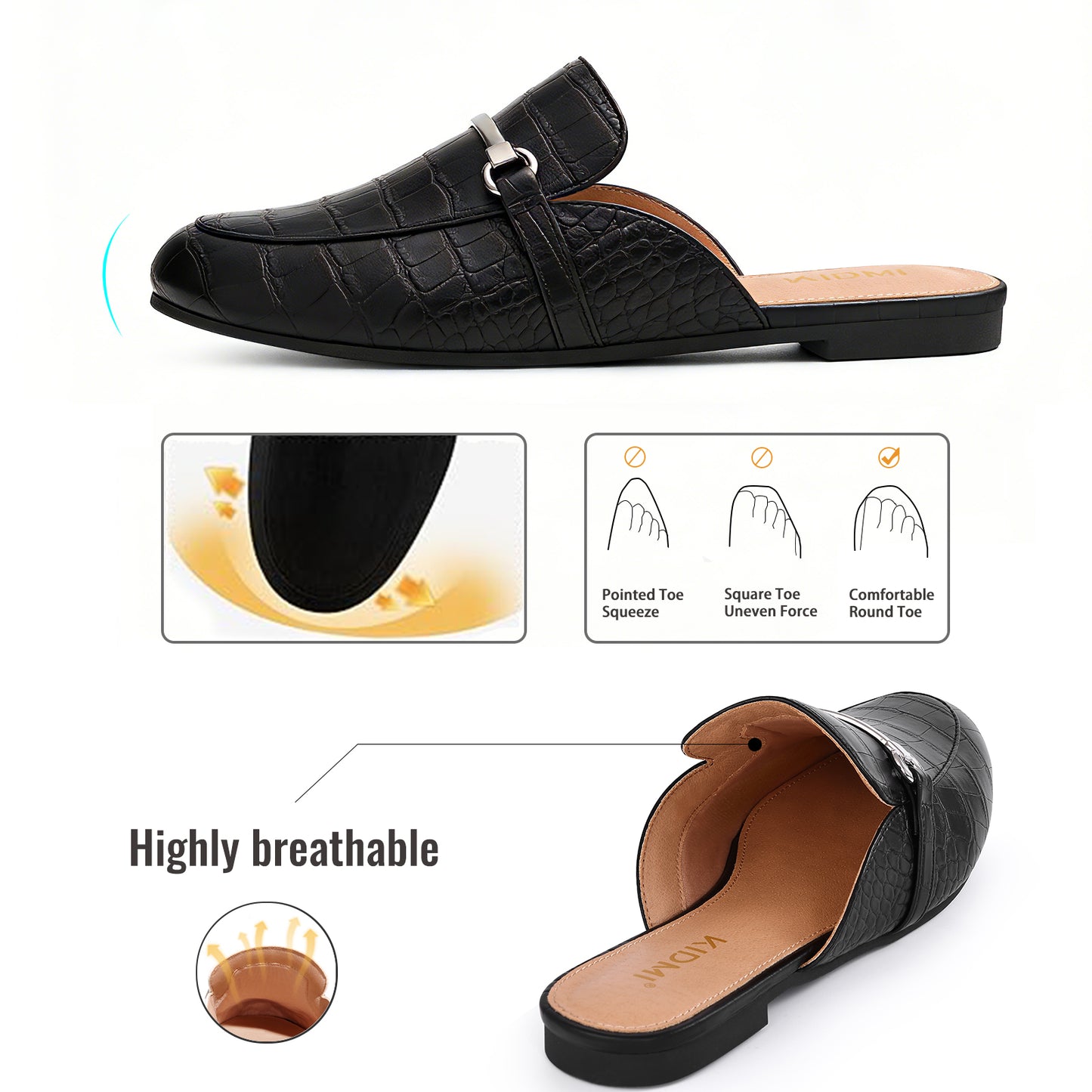KIDMI Women's Buckle Mules Comfortable Dressy Flats Business Casual Loafers Slip On, Backless